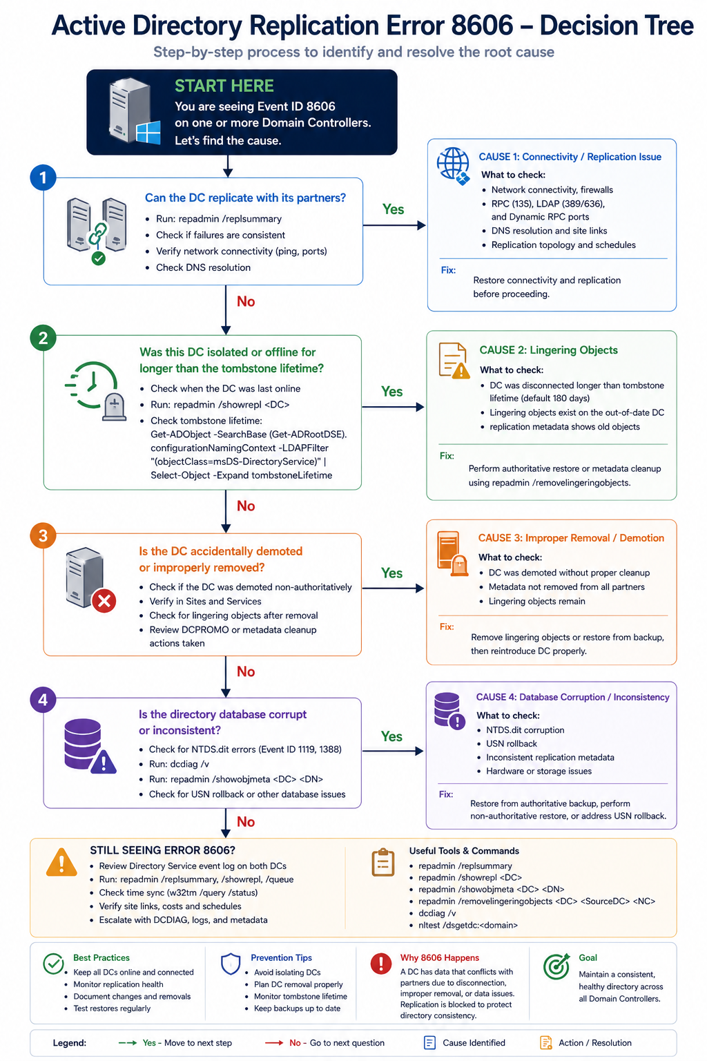 Decision tree for diagnosing AD replication error 8606
