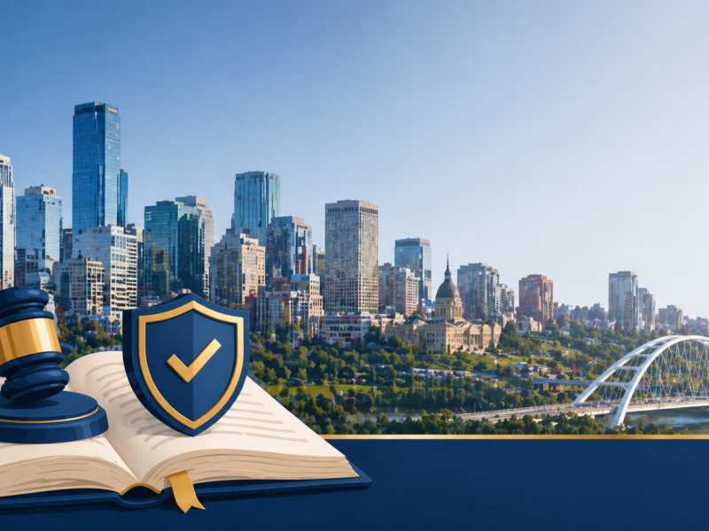 Cybersecurity protection for Edmonton law firm with legal documents and digital shield
