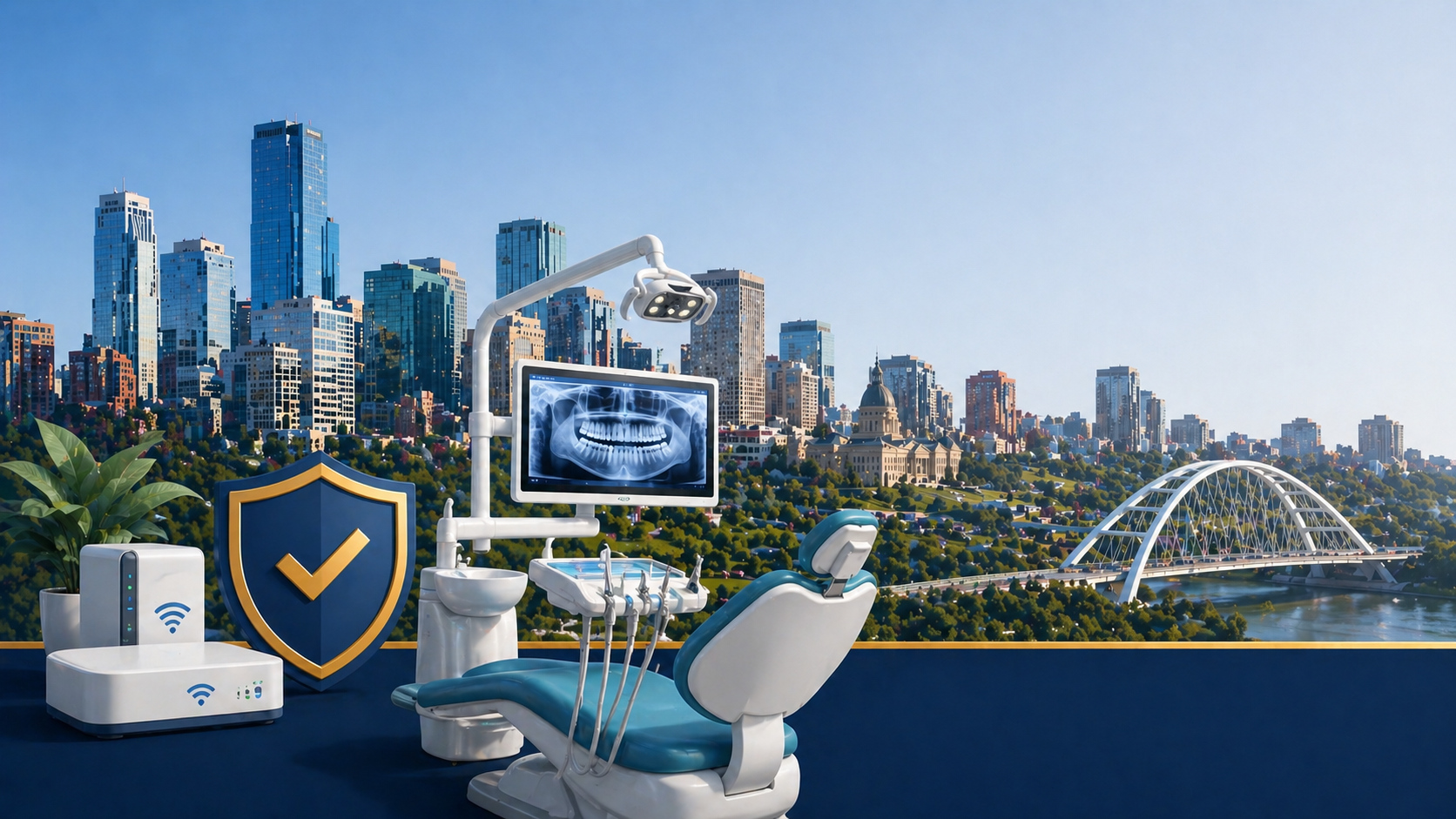 Managed IT support for Edmonton dental practice with practice management software and digital imaging