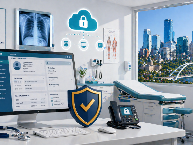 Managed IT for Edmonton medical clinic with EMR system, imaging integration, and secure communications