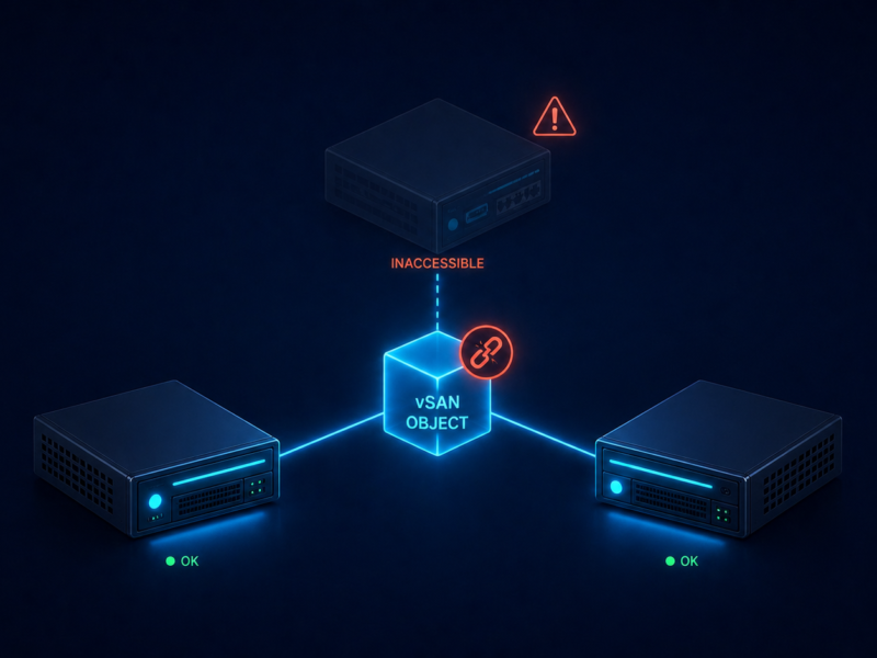 vSAN cluster showing an inaccessible object due to host or disk group failure
