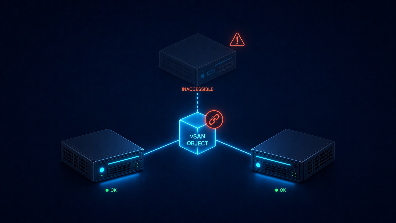 vSAN cluster showing an inaccessible object due to host or disk group failure